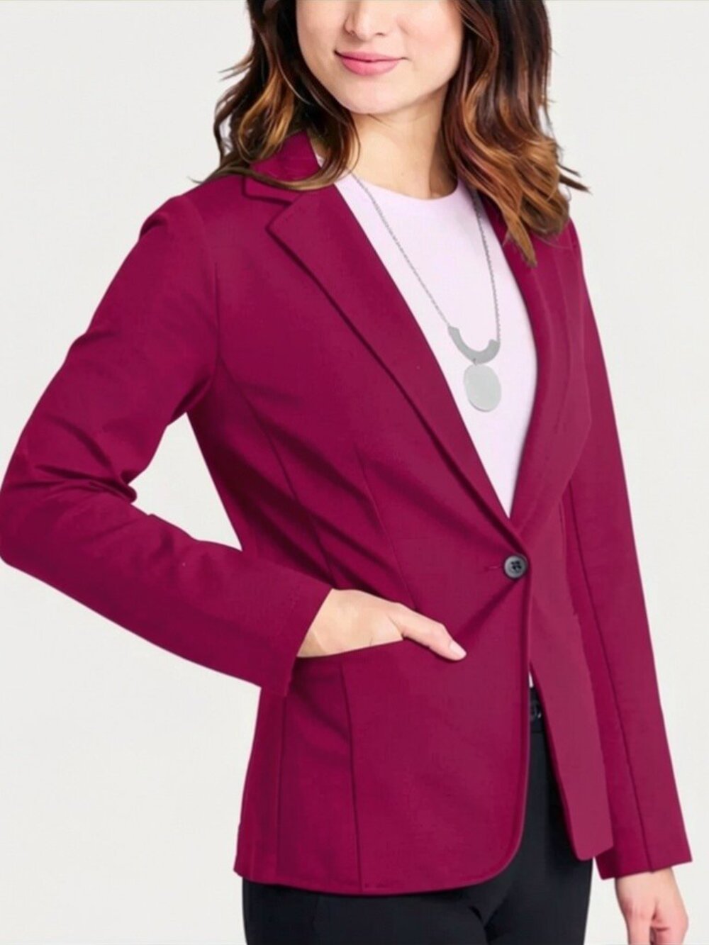 New Betabrand Fig Jam Transcendent Stretch Ponte Blazer Medium